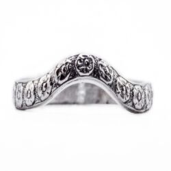 wb075bbr | Antique Filigree Wedding Band | Curved and Engraved | Floral