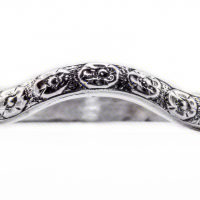 wb075bbr | Antique Filigree Wedding Band | Curved and Engraved | Floral