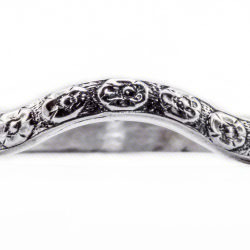 wb075bbr | Antique Filigree Wedding Band | Curved and Engraved | Floral - Blooming Beauty Ring