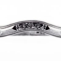 wb077bbr | Antique Filigree Wedding Band | Curved and Engraved | Flowers and Arrows