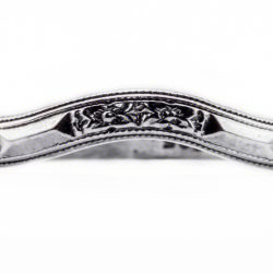 wb077bbr | Antique Filigree Wedding Band | Curved and Engraved | Flowers and Arrows - Blooming Beauty Ring