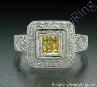 .50 ctw. Princess Yellow Sapphire and Diamond Square Ring